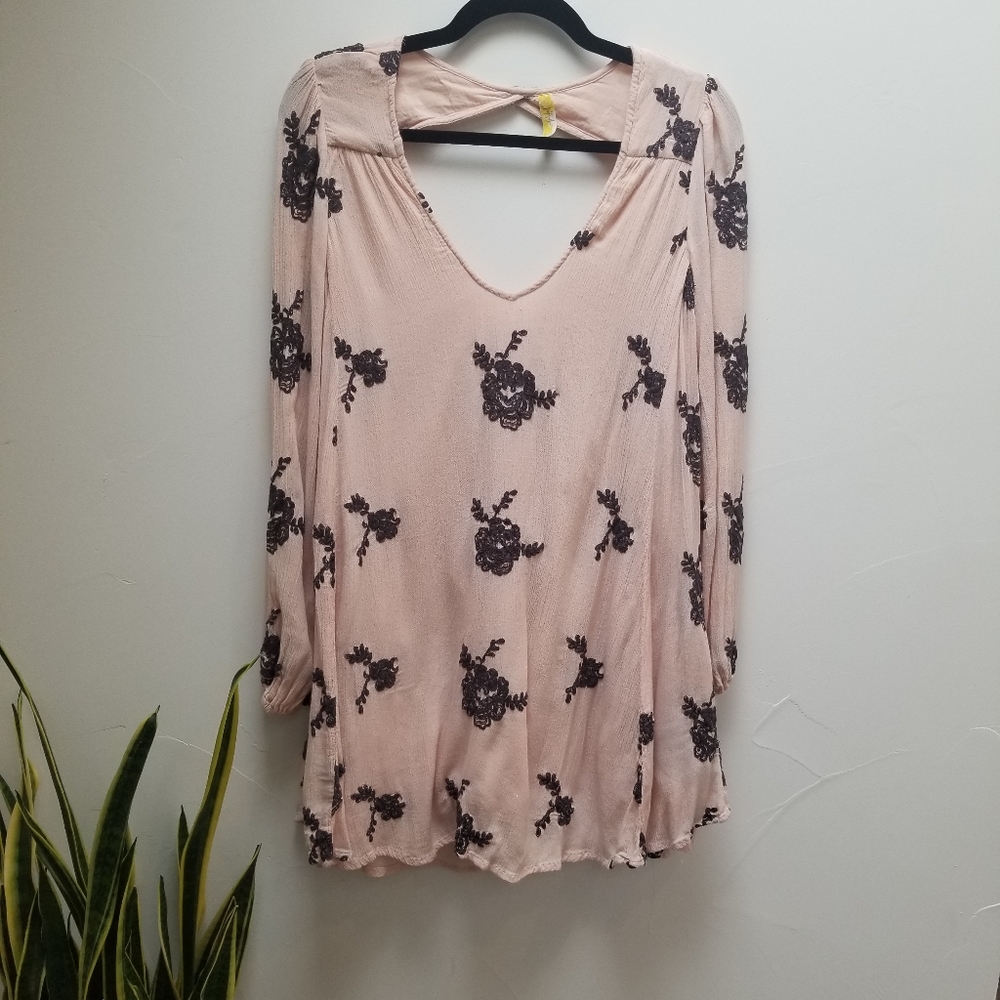 Free People Long Sleeve Floral Shift Dress